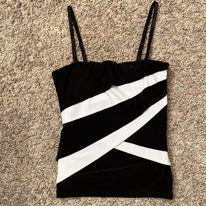 WHBM Black and White Strappy Top Sz XS NWOT